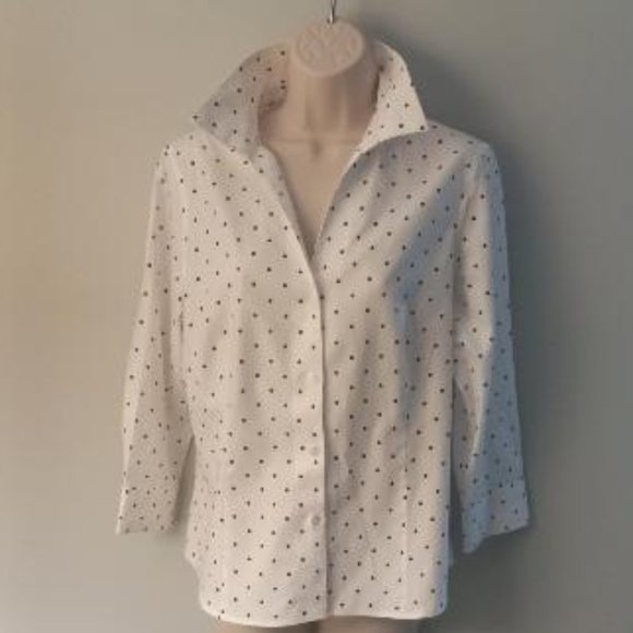 Anne Kline Polka Dot Button Down Shirt - Picture 1 of 5